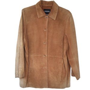 Vintage Bernardo Brown Genuine Suede Button Down Jacket Size XL